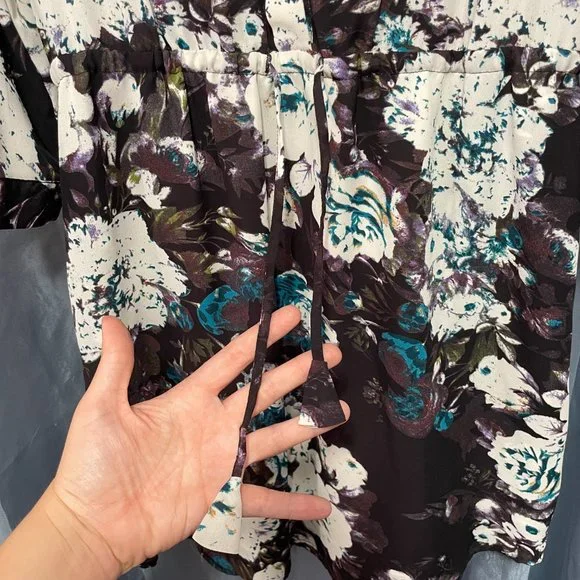 KISMET Black, White, & Blue Floral Dress Formal/Workwear Lined Sz M - Picture 4 of 7